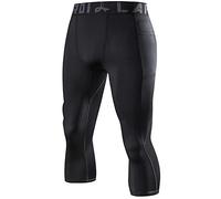 LAFROI Men's Compression Fit 3/4 Tights Leggings with Pcoket/Non-Pocket-YSK10 Pocket Black Size MD