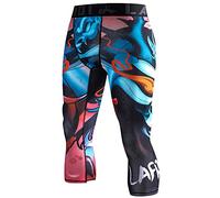 LAFROI Men's Compression Fit 3/4 Tights Leggings with Pcoket/Non-Pocket-YSK10 Vengeance Size MD