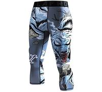 LAFROI Men's Compression Fit 3/4 Tights Leggings with Pcoket/Non-Pocket-YSK10 Werewolf Size LG