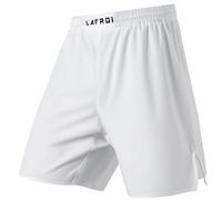LAFROI Pantalones Cortos de Entrenamiento para Hombre, MMA Cross-Training, con cordón-QJK06 White Size XL