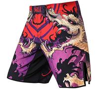 LAFROI Pantalones Cortos de Entrenamiento para Hombre, MMA Cross-Training, con cordón y Bolsillo (Blood Moon,LG)