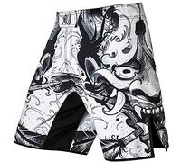LAFROI Pantalones Cortos de Entrenamiento para Hombre, MMA Cross-Training, con cordón y Bolsillo (Hannya,MD)