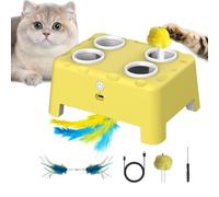 LAFSFBDF Cat Toy Electric Feather Toy Cheese House Smart Pet Toy Floor Mouse Squeaking Feather Cat Toy