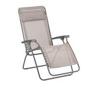 Lafuma Mobilier - R Clip PL AMZ - Silla Relax Gravedad Cero - Silla Reclinable Plegable Multiposición para Terraza, Jardín y Balcón - Fabricado en Francia - Castaño Beige/Titanio