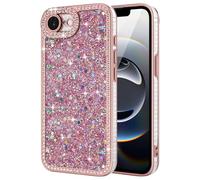 Lafunda Compatible con iPhone 16e Funda Glitter para Chicas, Funda Brillante con Diamantes, Efecto 3D Bling en Cristal Case para iPhone 16e - Rosa