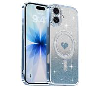 Lafunda Compatible con iPhone 17 Funda, Carcasa Magnética Plating con Brillo y Lentejuelas, Diseño de Protección para Cámara, Carcasa de Lujo Azul para iPhone 17