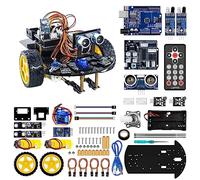 LAFVIN Smart Robot Car 2WD Chassis Kit V2 Módulo ultrasónico, módulo de seguimiento de línea, control remoto IR compatible con Arduino IDE