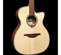 LAG Guitarra Acústica Auditorium Cutaway Tramontane 70 A/E Natural Electroacústica Tapa Maciza de Abeto Engelmann