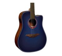 LAG Guitarra Acústica Folk Electroacústica Dreadnought A/E Cutaway Edición Limitada Blue Burst Lag Tapa Cedro Rojo Macizo