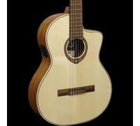 LAG Guitarra Clásica Electroacústica Occitania 88 - 4/4 Cutaway Natural Brillo Abeto Engelmann Macizo Khaya Stage LAG