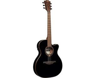 LAG T118SASCE BLK Auditorium - Guitarra acústica de cedro electro Cutaway, color negro y rojo