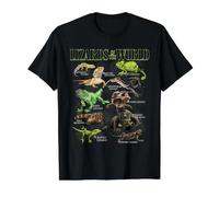 Lagarto Animales del Mundo Educativo Reptil Lagarto Amante Camiseta gráfica económica, Hombre, Negro, S