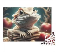 Lagarto Barbudo Puzzle de 1000 Piezas Cartón para Adultos Escena de Manzanas Naturaleza Relajación Decoración Familiar Regalo 70x50cm/1000pcs