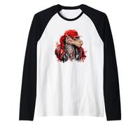 Lagarto Fresco en Chaqueta roja y botín de Gorra Camiseta Manga Raglan