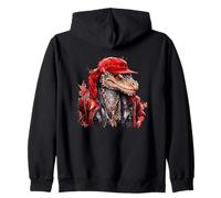 Lagarto Fresco en Chaqueta roja y botín de Gorra Sudadera con Capucha
