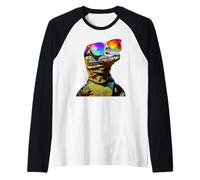 Lagarto Monitor Reptil Dragón de Komodo Dragón de Bandas Camiseta Manga Raglan
