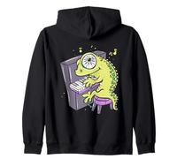 Lagarto Reptil Tocar Piano Anfibio Mascota Sudadera con Capucha
