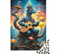 Lagarto Surrealista Tocando Guitarra Puzzle de 1000 Piezas Papel para Adultos Bosque de Hongos Fantásticos Juego de Puzzle Familia Relajación Regalo Hogar 70x50cm/1000pcs