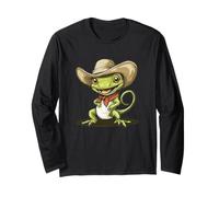 Lagarto vaquero con sombrero para amantes de los reptiles de rodeo Manga Larga