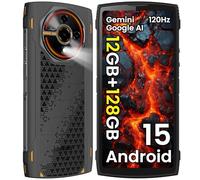 LAGENIO Panther2 Móvil Resistente Android 15, 12GB RAM+128GB ROM (TF 1TB), Cámara 16MP+8MP, 6.7" 120Hz Móvil Robusto, 5150mAh, Dual SIM 4G/NFC/Face ID/IP68/IP69K Smartphone - Negro