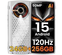 LAGENIO Panther2 Pro Móvil Resistente Android 15, 24GB RAM+256GB ROM/1TB Móvil Irrompible, 6.7" HD+ 120Hz, Cámara 50MP+2MP, 5150mAh Batería, 4G Dual SIM/NFC/GPS/OTG/Face ID/IP68/IP69K - Blanco