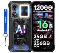 LAGENIO Rhino 1 Pro Movil Irrompible Android 16-24GB+256GB (1TB TF) Móvil Rugerizado, Batería 12000mAh/33W, 130 dB de Altavoces Estéreo Duales con Luz de Camping, 6.9'' HD+ 120Hz, 50MP+8MP, eSIM/NFC