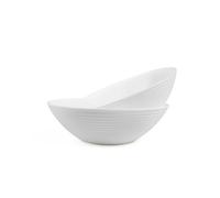 LaGlint Juego de 2 Cuencos de Ensalada de 1.6L, Vidrio Opal 24.13cm, Cuencos de servicio para ensalada y fruta, aptos para microondas y lavavajillas, color blanco