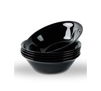 LaGlint Set de 6 Cuencos para Cereales de Vidrio Ópalo, 473ml (16.5cm) | Cuencos Redondos Negro | Ideal para Sopa, Ensalada y Arroz | Seguros para Lavavajillas y Microondas