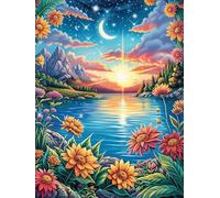 Lago al Atardecer con un arcoíris Puzzle 1000 Piezas Cartón Grueso para Adultos Sueño Mágico de Ciencia Ficción Noches De Juegos En Familia Regalo Ideal para Cumpleaños 1000 PCS