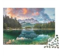 Lago Alpino Bosque Escénico Puzzle de 1000 Piezas Puzzle para Adultos Relajación Decoración Hogar Juego Familiar 52x38cm/1000pcs