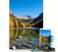 Lago Alpino en otoño Rompecabezas para Adultos de 1000 Piezas Juego de concentración Mental Manualidad de Corte de Alta precisión Actividad para Fortalecer los Lazos Familiares (50x75cm)
