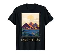 Lago Atitlán Guatemala Vintage Retro Volcán Viaje Arte Camiseta