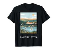 Lago Balaton Hungría Vela Retro Viajes Diseño Camiseta