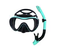 (Lago blu nero) Set profesional para inmersión subacquee y snorkeling para adultos, máscara de silicona