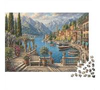 Lago ComoRompecabezas Premium 1000 Piezas Cartón Italiano Lakeside Antistrés Adultos, Entretenimiento Familiar, Regalo Ideal para Parejas Y Unión Familiar 70x50cm/1000pcs