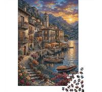 Lago ComoRompecabezas Premium De 1000 Piezas Cartón Pueblo Italiano Antistrés, Entretenimiento Familiar, Regalo Ideal para Parejas Y Familia 70x50cm/1000pcs