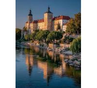 Lago De Arquitectura PaisajíStica Diamond Painting Adultos Kits, 5D Redondo Diamantes Painting Niños Pintura, Diamant Art Bordado Punto Cruz Cuadros, Art Mosaico Decoración Pared Del 70x90cm hJ8-424