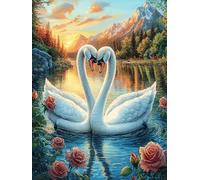 Lago de cisnes Blancos Puzzle 300 Piezas Decoración De Sala Animal fantástico de Animales Salvajes Rompecabezas para Adultos 3D DIY Creativo Desafío Intelectual Juguete Educativo 300 PCS