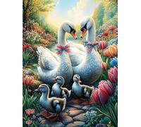 Lago de los cisnes Puzzle 500 Piezas Obra De Arte 3D Realista Animal fantástico de Animales Salvajes Rompecabezas para Hombres Y Mujeres Desafío Intelectual Estera Portátil DIY Moderno 500 PCS