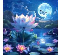 Lago de Loto a la luz de la Luna Puzzle 80 Piezas Rompecabezas para Adultos 80 Piezas Juego de desafiante Rompecabezas Familiar Regalo Adulto