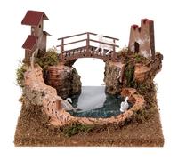 Lago de montaña con Puente y Animales