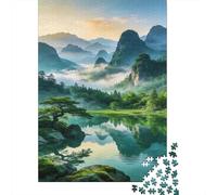 Lago de montaña Entre la Niebla Rompecabezas 1000 Piezas Cartón Grueso para Mayores - Ejercicio Mental Entretenimiento Premium Nuevo 70x50cm/1000pcs