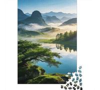 Lago de montaña Entre la Niebla Rompecabezas 1000 Piezas Cartón Grueso para Mayores - Ejercicio Mental Duradero Regalo Cumpleaños 38x26cm/1000pcs