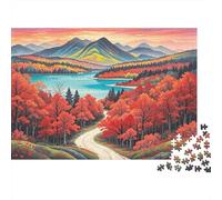 Lago de Otoño Puzzle para Adultoos 1000 Piezas Papel Reciclable Sendero del Bosque Rojo Puzzles Educativo Game Desafío Ideal para Familia y Amigos Regalos 70x50cm/1000pcs