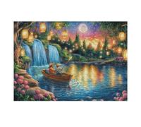 Lago del Bosque con Cascada Rompecabezas 300 Piezas Cartón para Parejas Actividad Tiempo Libre Terapia Relajación Decoración Salón Regalo Sorpresa 300 PCS