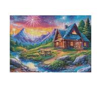 Lago del Bosque en Las Montañas Rompecabezas 300 Piezas Cartón para Parejas Actividad Tiempo Libre Terapia Relajación Decoración Salón Regalo Sorpresa 300 PCS