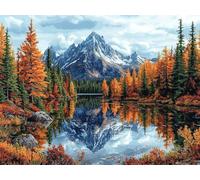 Lago Kit Pintura de Diamantes 5D Adultos Principiantes, Árboles Diamond Art Kit Completo, Actividad Relajación Antiestrés, Regalos Originales para Mujeres Cumpleaños, Decoración Hogar 20x30cm qo-104