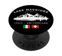Lago Mayor Italia Suiza Lago Montañas Bandera Italiana PopSockets PopGrip Adhesivo