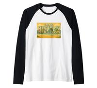Lago Michigan Great Lakes 50s Vintage Travel Art Graphic Camiseta Manga Raglan