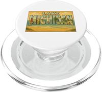 Lago Michigan Great Lakes 50s Vintage Travel Art Graphic PopSockets PopGrip para MagSafe